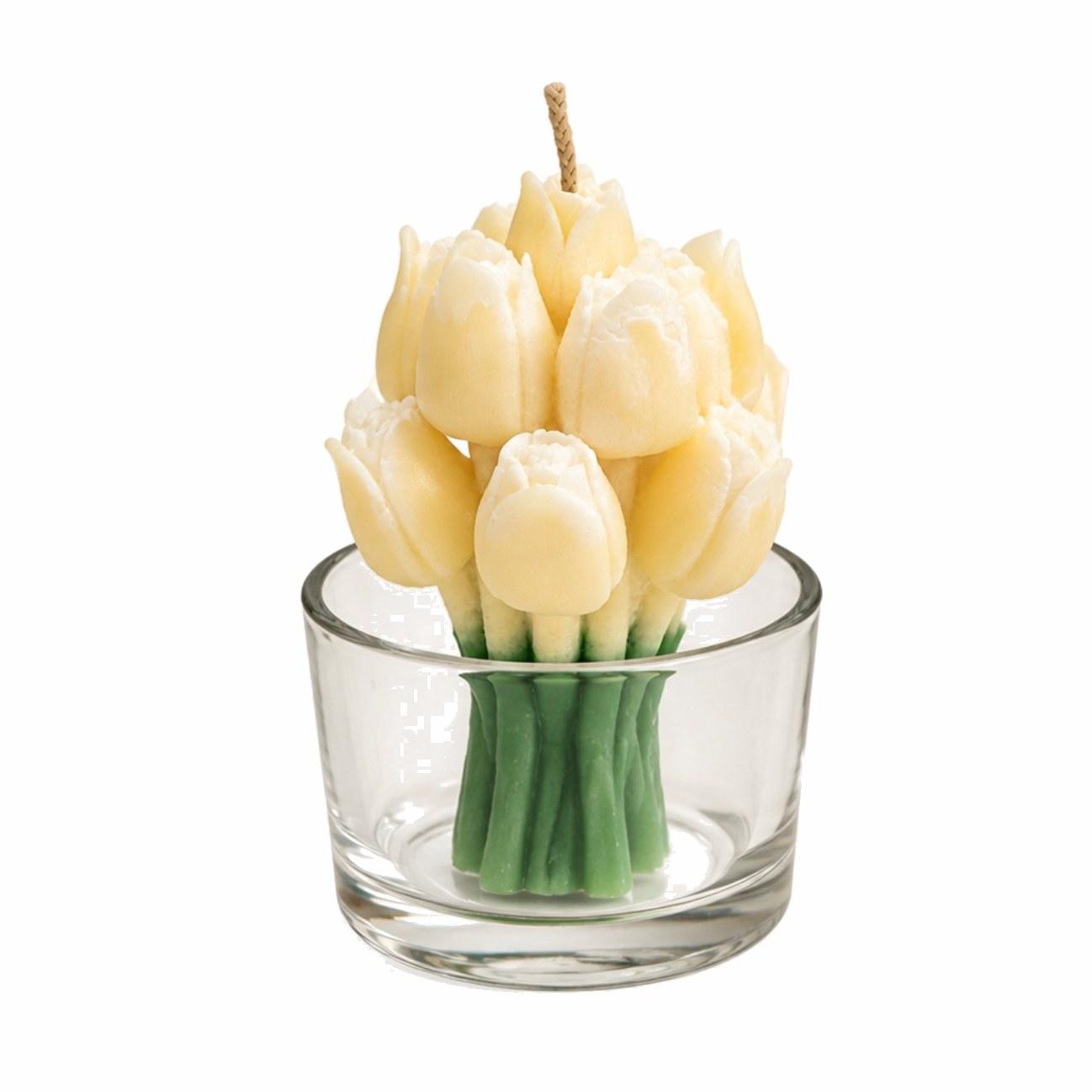 Tulip Jar Candle against a plain white background
